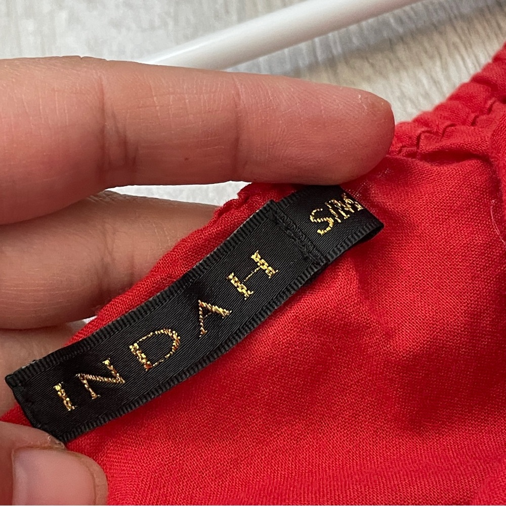 Indah Tunic Blouse flare ruffle sleeve womens Red (small medium) minimalist chic - Picture 2 of 6